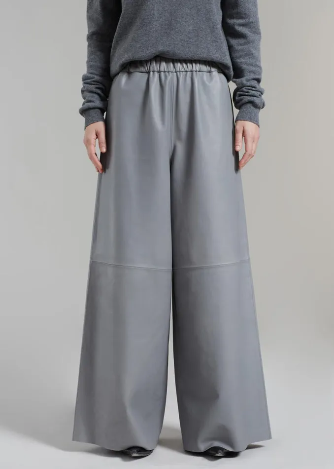 The Frankie Shop Sydney Wide Leather Pants 8211 Grey Shop Clothing
