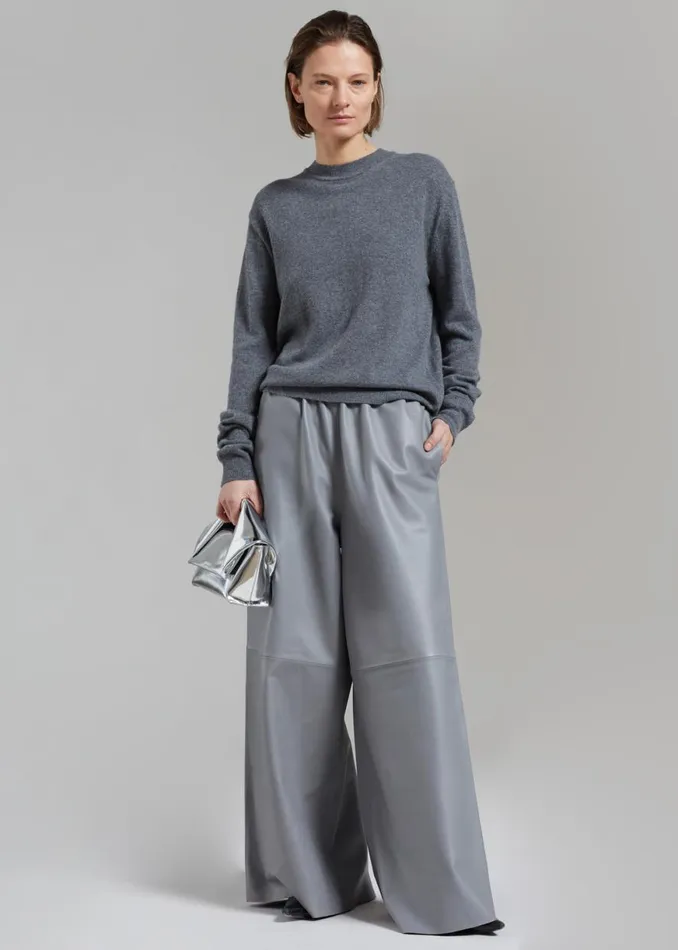 The Frankie Shop Sydney Wide Leather Pants 8211 Grey Shop Clothing
