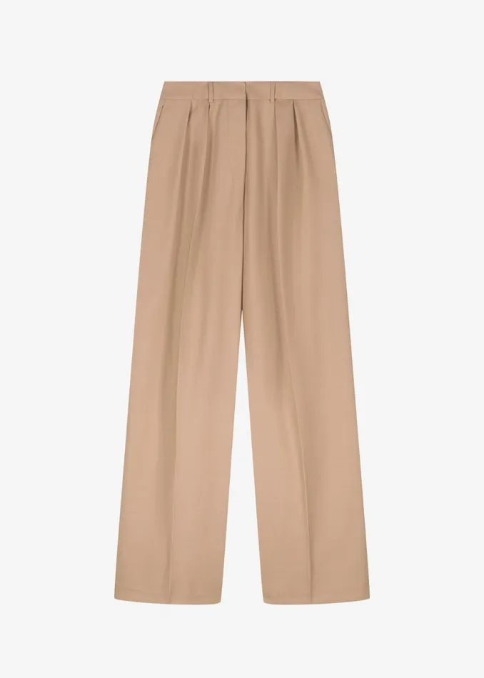 The Frankie Shop Tansy Pleated Twill Trousers 8211 Camel Shop Clothing