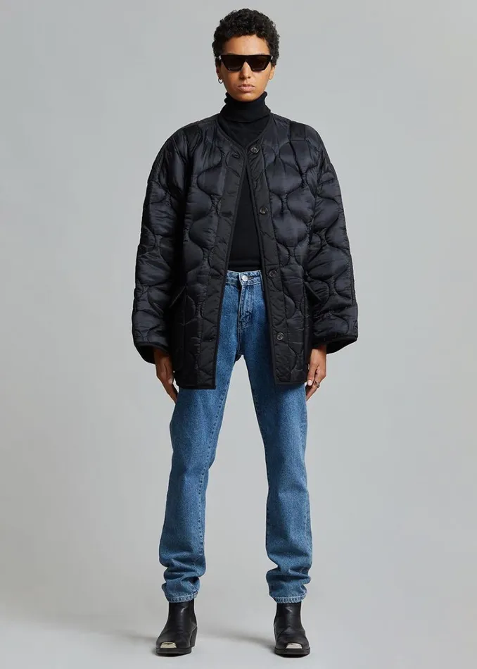 The Frankie Shop Teddy Quilted Jacket 8211 Black Shop Outerwear