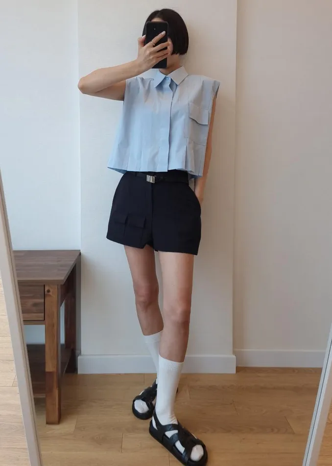 The Frankie Shop Wendy Mini Shorts 8211 Navy Shop Bottoms