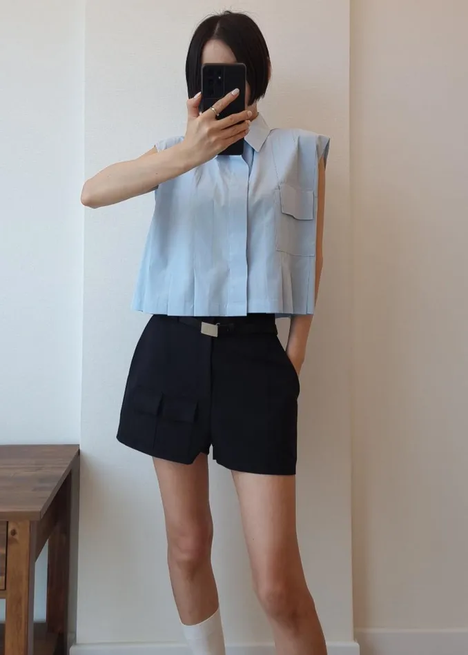 The Frankie Shop Wendy Mini Shorts 8211 Navy Shop Bottoms
