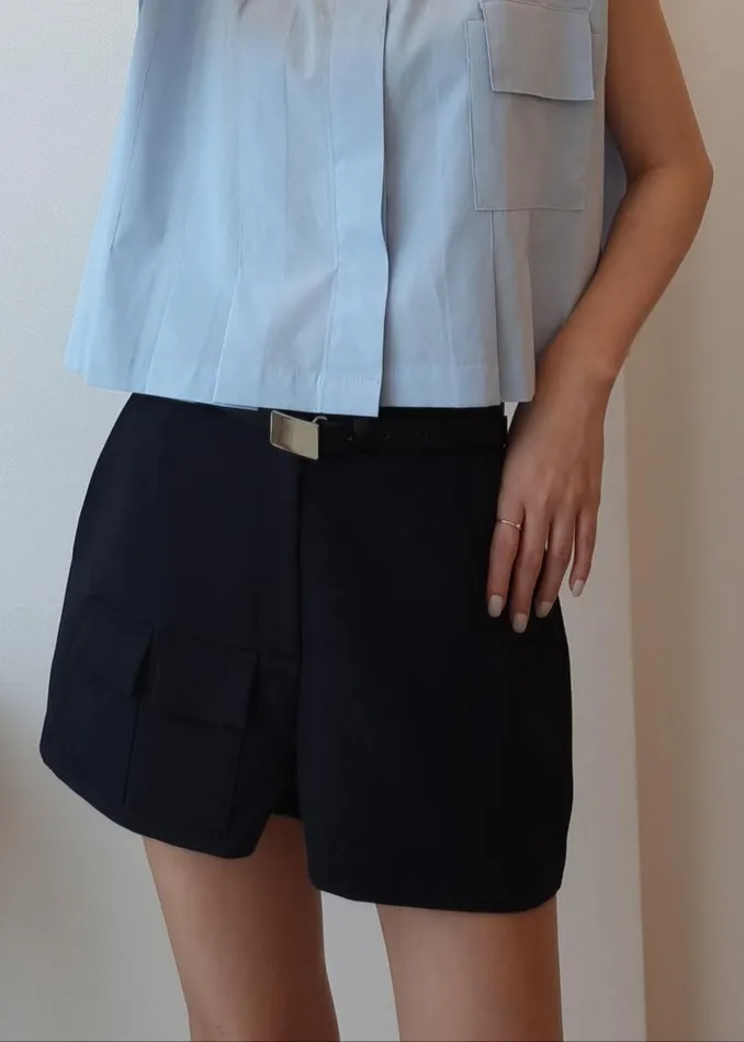 The Frankie Shop Wendy Mini Shorts 8211 Navy Shop Bottoms