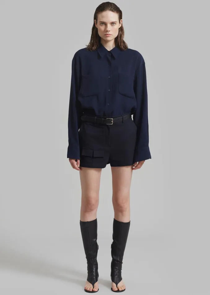 The Frankie Shop Wendy Mini Shorts 8211 Navy Shop Bottoms