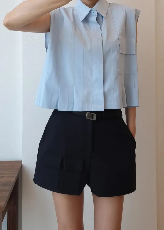 The Frankie Shop Wendy Mini Shorts 8211 Navy Shop Bottoms