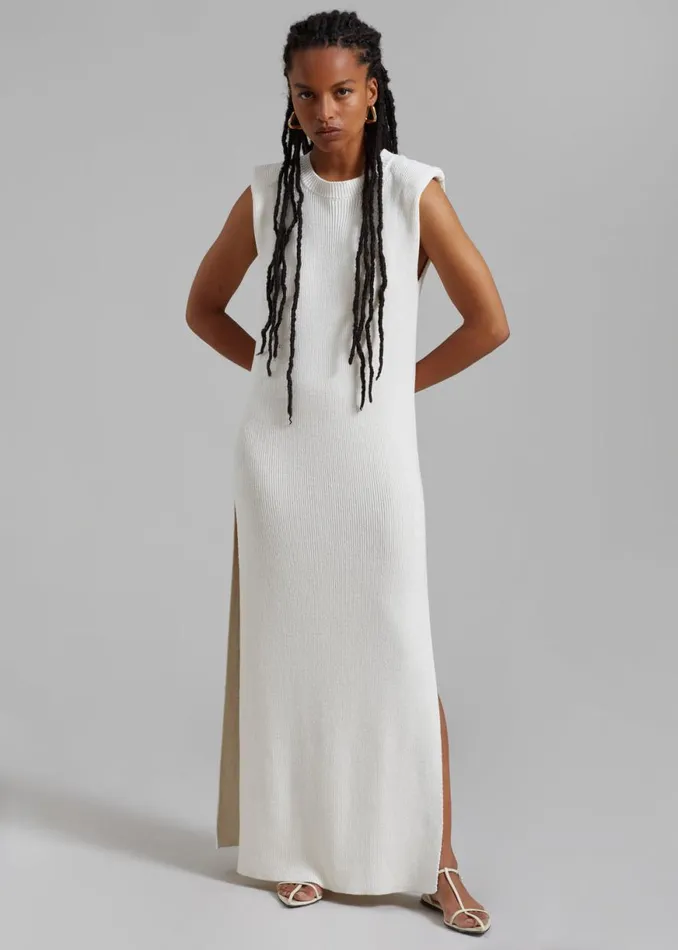 The Frankie Shop Wren Sleeveless Knit Dress 8211 White Shop Dresses