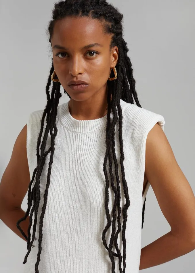 The Frankie Shop Wren Sleeveless Knit Dress 8211 White Shop Dresses