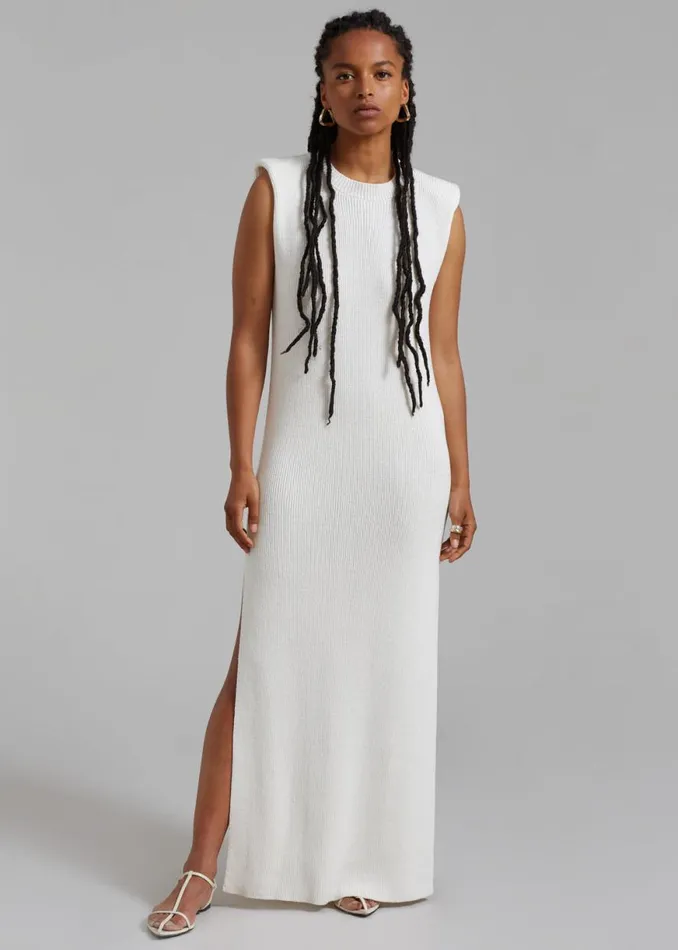The Frankie Shop Wren Sleeveless Knit Dress 8211 White Shop Dresses