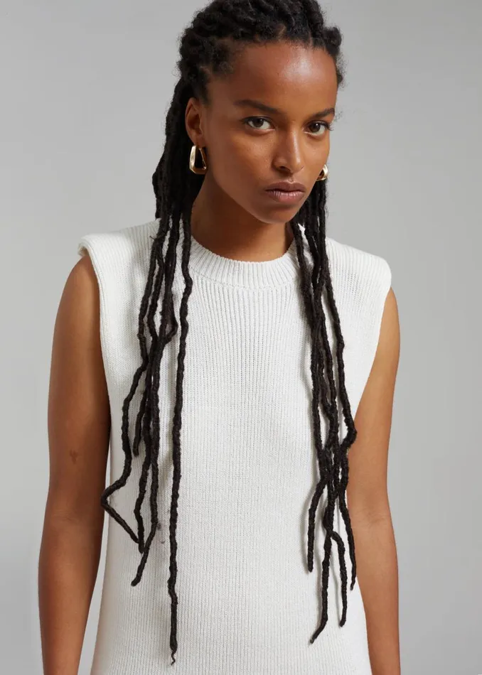 The Frankie Shop Wren Sleeveless Knit Dress 8211 White Shop Dresses