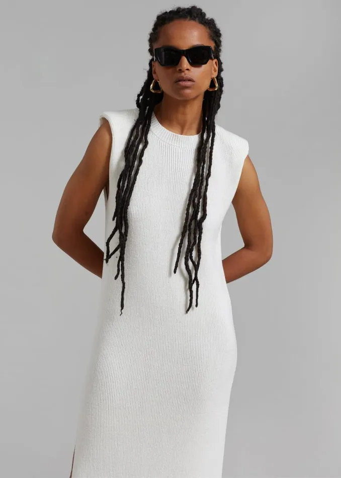 The Frankie Shop Wren Sleeveless Knit Dress 8211 White Shop Dresses