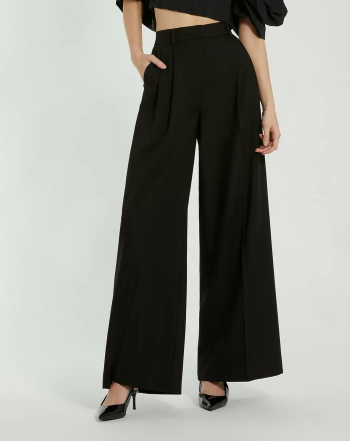 The MACkenzie Wide Leg Trouser 8211 FINAL SALE Black Women Pants Mac Duggal