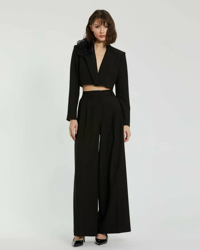 The MACkenzie Wide Leg Trouser 8211 FINAL SALE Black Women Pants Mac Duggal