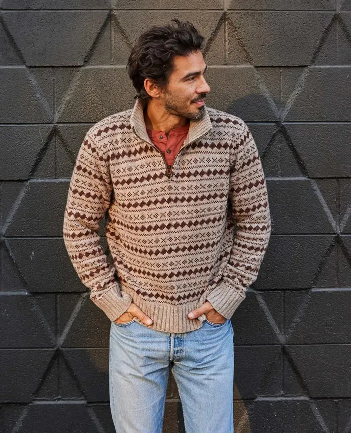 ToadandCo Sweaters Men039s Wilde 14 Zip Sweater Honey Brown 8211 Men039s