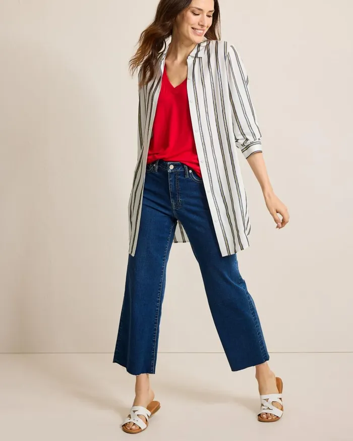 Tommy Bahama Beach Coverups Shimmer Stripe Beach Shirt Mare Navy 8211 Women
