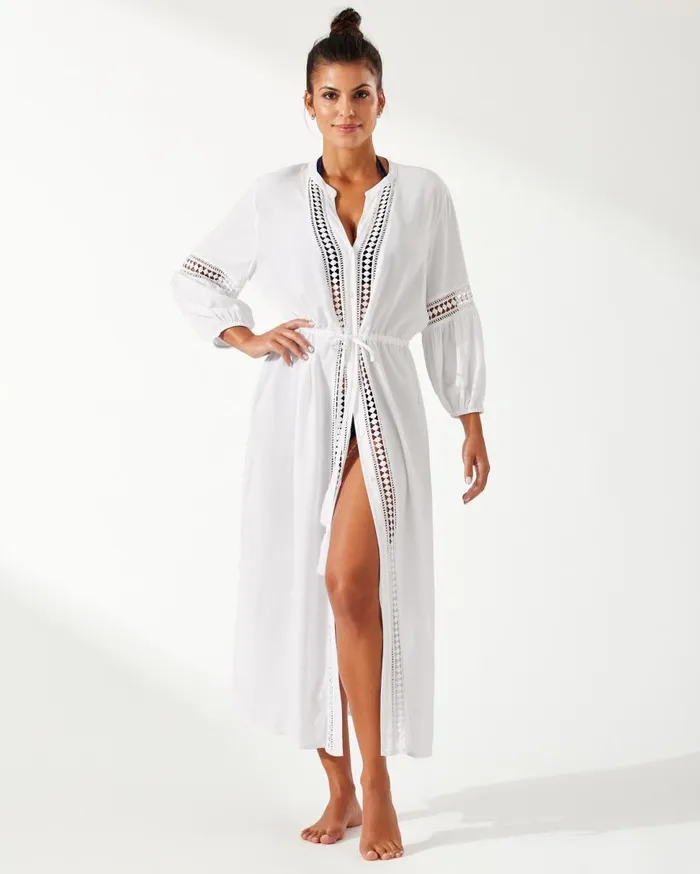 Tommy Bahama Beach Coverups Sunlace Coverup Shirt Dress White 8211 Women