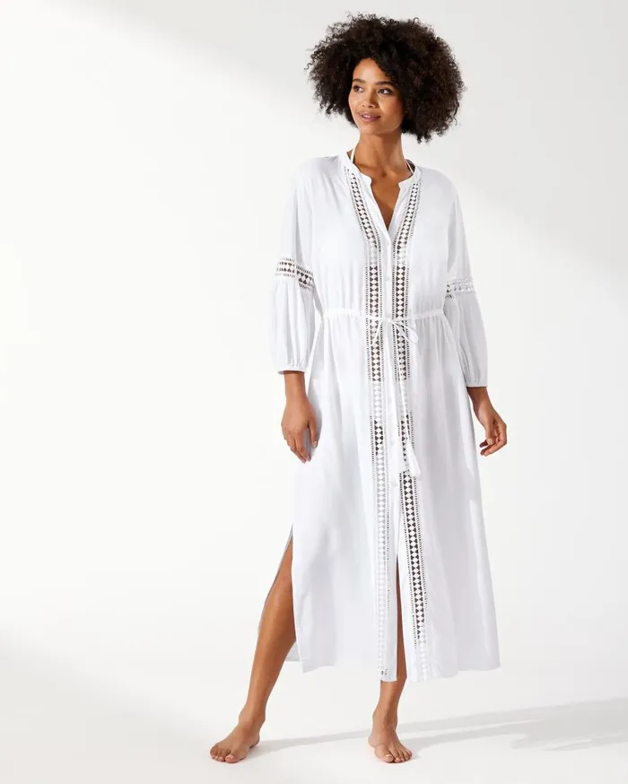 Tommy Bahama Beach Coverups Sunlace Coverup Shirt Dress White 8211 Women