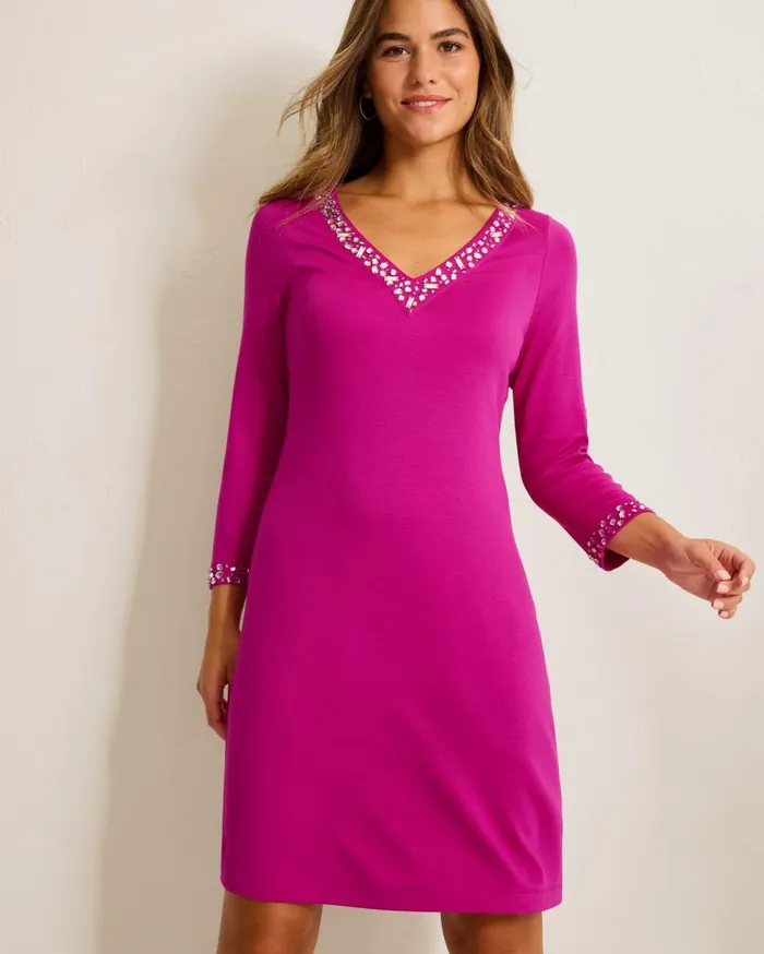 Tommy Bahama Dresses Darcy Embellished VNeck Dress Spring Fuchsia 8211 Women Tommy Bahama Dresses Darcy Embellished VNeck Dress Spring Fuchsia 8211 Women