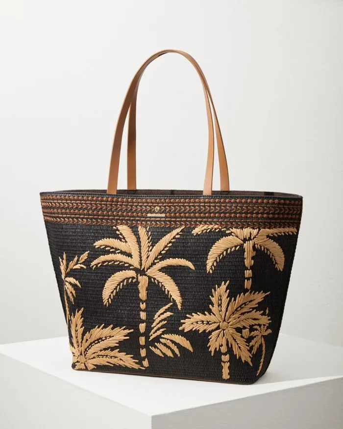Tommy Bahama Handbags and Clutches Raffia Palms Beach Tote Black Multi 8211 WomenBeach and Home Tommy Bahama Handbags and Clutches Raffia Palms Beach Tote Black Multi 8211 WomenBeach and Home