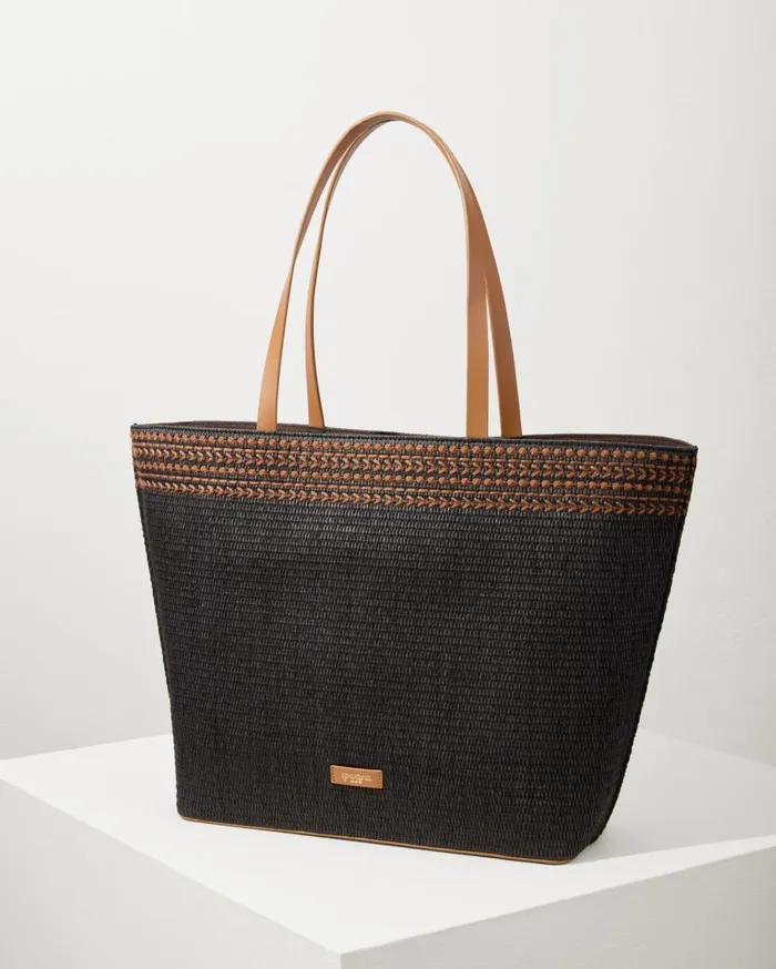 Tommy Bahama Handbags and Clutches Raffia Palms Beach Tote Black Multi 8211 WomenBeach and Home Tommy Bahama Handbags and Clutches Raffia Palms Beach Tote Black Multi 8211 WomenBeach and Home