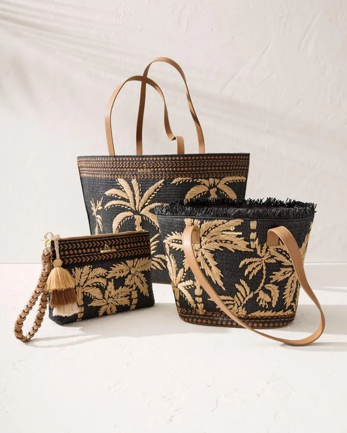 Tommy Bahama Handbags and Clutches Raffia Palms Beach Tote Black Multi 8211 WomenBeach and Home Tommy Bahama Handbags and Clutches Raffia Palms Beach Tote Black Multi 8211 WomenBeach and Home