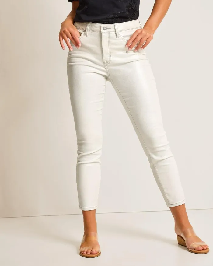 Tommy Bahama Jeans Metallic HighRise Ankle Jeans White 8211 Women