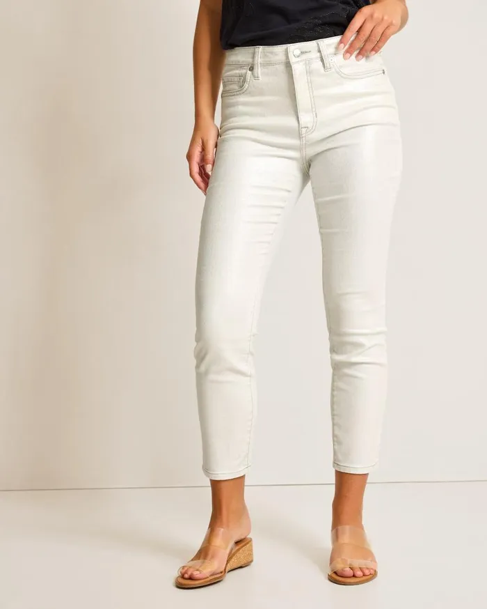 Tommy Bahama Jeans Metallic HighRise Ankle Jeans White 8211 Women Tommy Bahama Jeans Metallic HighRise Ankle Jeans White 8211 Women