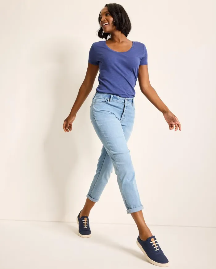 Tommy Bahama Jeans MidRise Boyfriend Jeans Light Bright Blue Wash 8211 Women