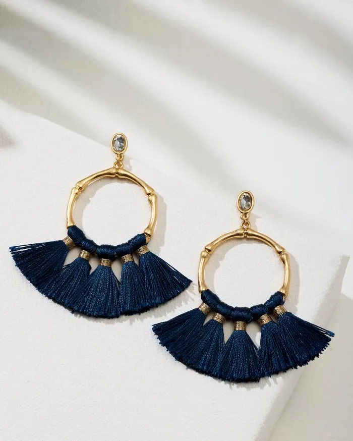 Tommy Bahama Jewelry Indigo Bay Bamboo Tassel Earrings Navy 8211 Women