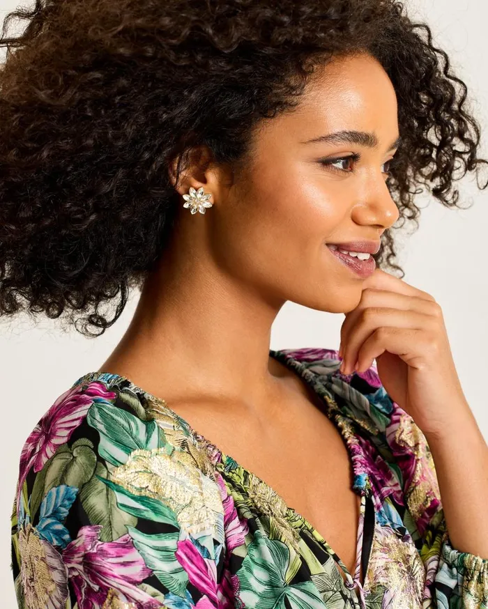 Tommy Bahama Jewelry Tidal Treasure Floral Stud Earrings Gold 8211 Women