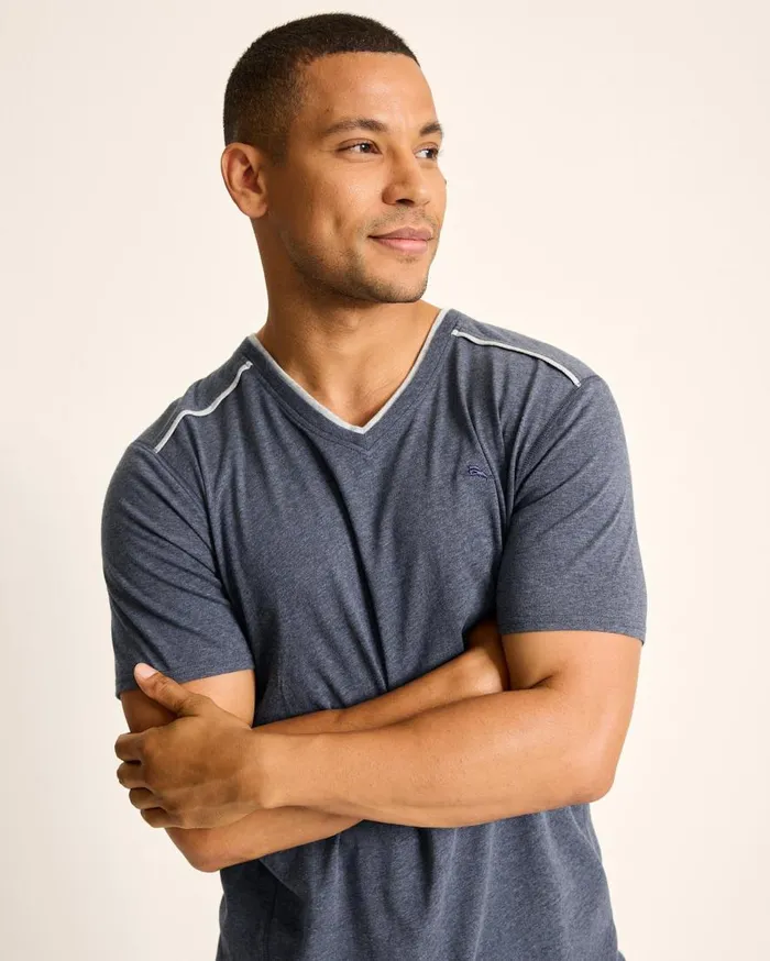 Tommy Bahama Loungewear and Pajamas Jersey ShortSleeve VNeck TShirt Heathered Blue 8211 Men