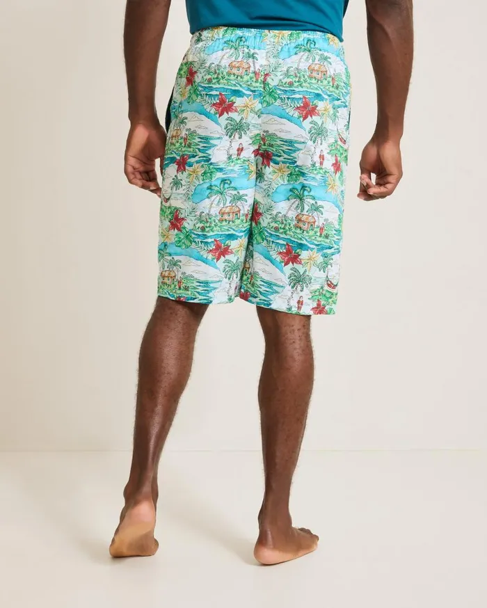 Tommy Bahama Loungewear and Pajamas Woven Tropical Print Pajama Shorts Big Sky Blue 8211 Men