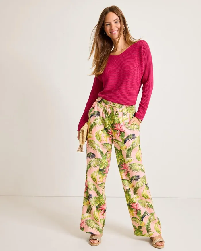 Tommy Bahama Pants and Crops Two Palms Frond Royal HighRise Linen Easy Pants Coral Haze 8211 Women