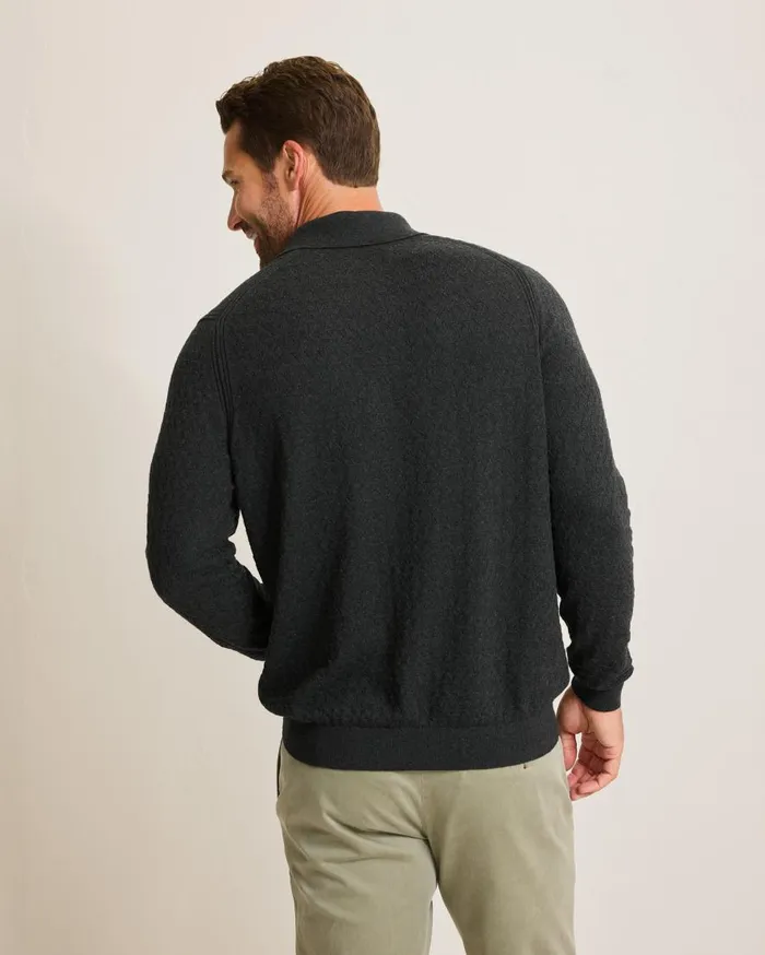 Tommy Bahama Polos Capital Cable Sweater Polo Black 8211 Men