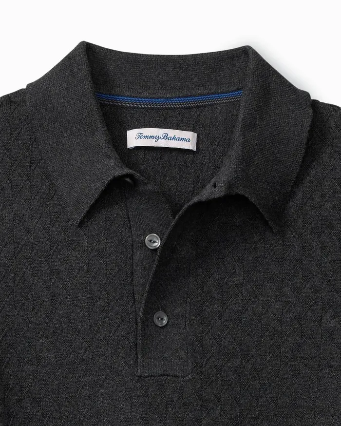 Tommy Bahama Polos Capital Cable Sweater Polo Black 8211 Men