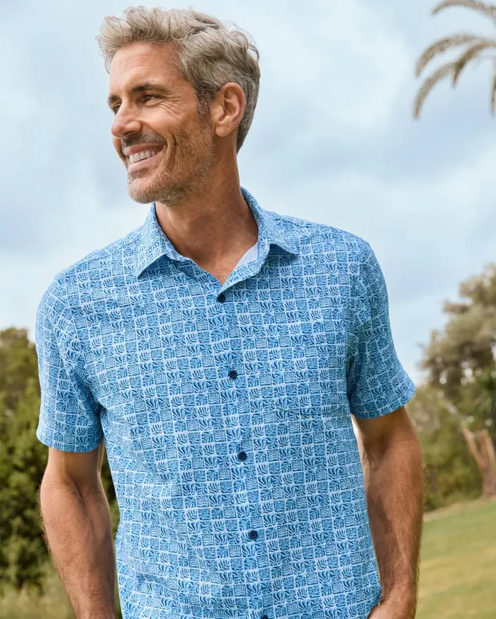 Tommy Bahama Shirts Bahama Coast Cozumel Tiles IslandZone Shirt Dew Drop 8211 Men