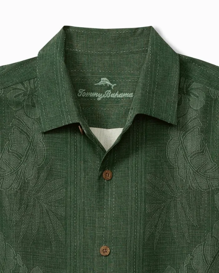 Tommy Bahama Shirts Bali Border Silk Camp Shirt Emerald 8211 Men