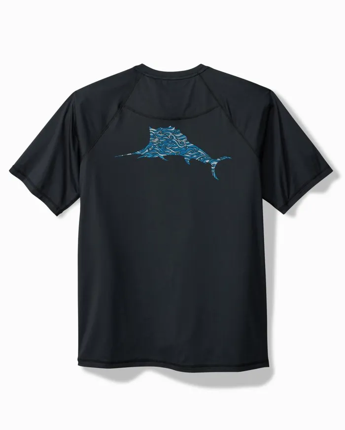 Tommy Bahama Shirts Chill Time Surf IslandZone ShortSleeve Rash Guard Jet Black 8211 Men