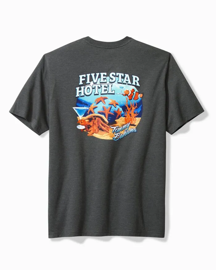 Tommy Bahama Shirts Five Star Hotel Graphic TShirt Coal Heather 8211 Men