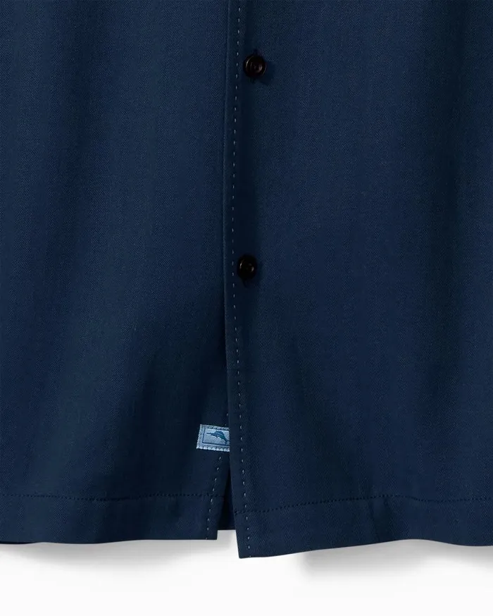 Tommy Bahama Shirts Hawaiian Herringbone Camp Shirt Navy 8211 Men
