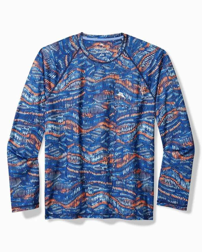 Tommy Bahama Shirts Monte Rio Geo Crew IslandZone Rash Guard Kingdom Blue 8211 Men