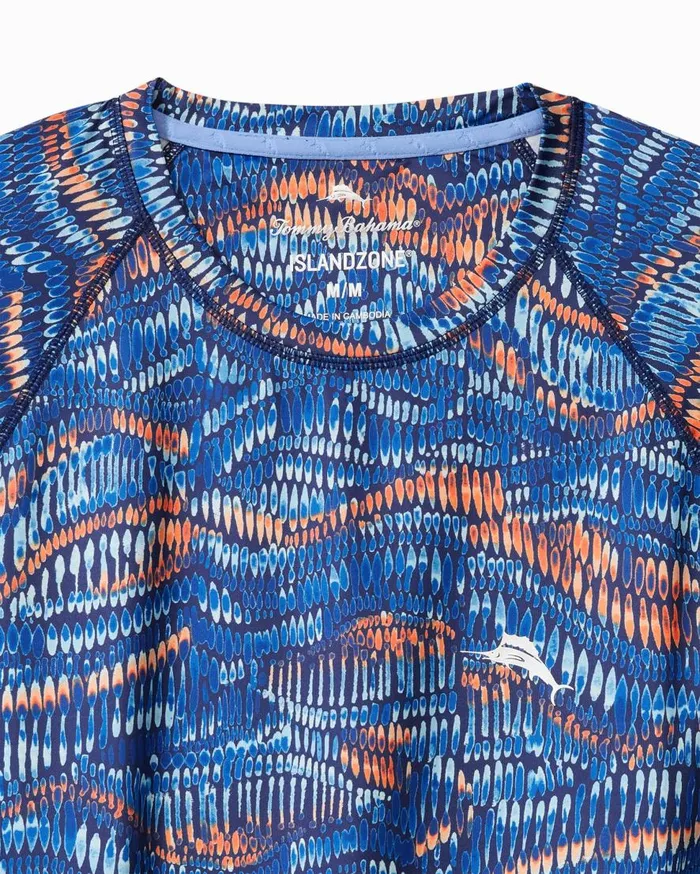Tommy Bahama Shirts Monte Rio Geo Crew IslandZone Rash Guard Kingdom Blue 8211 Men