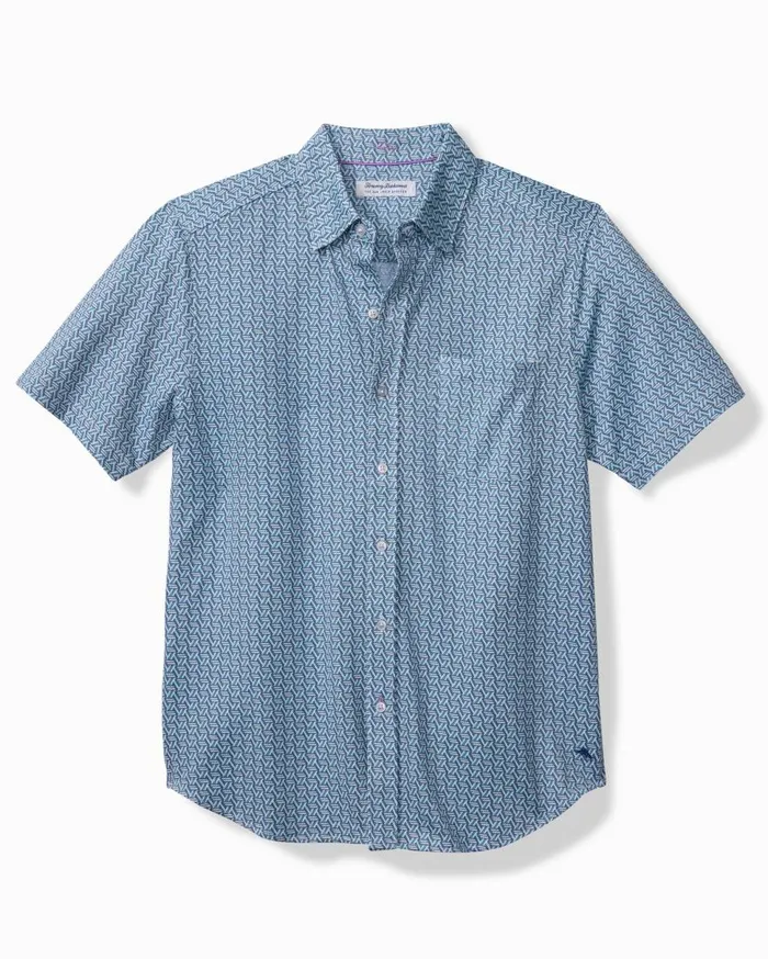 Tommy Bahama Shirts San Lucio Plaza Geo Knit Stretch Shirt Island Navy 8211 Men