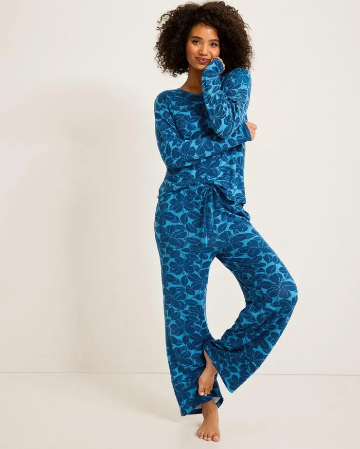 Tommy Bahama Sleepwear Knit Long Sleeve and Pants Pajama Set Deep Sea Teal 8211 Women
