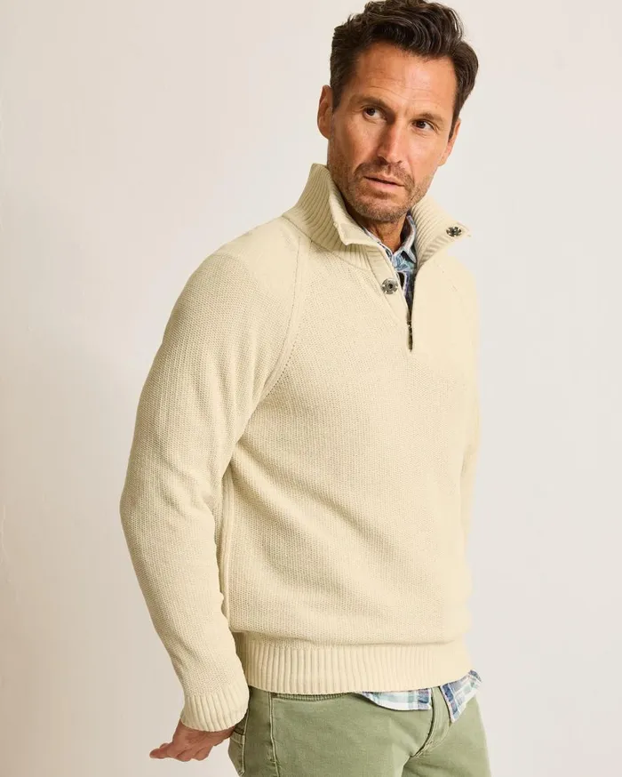 Tommy Bahama Sweaters Shoreline Surfcomber SnapMock Sweater Warm Mist 8211 Men
