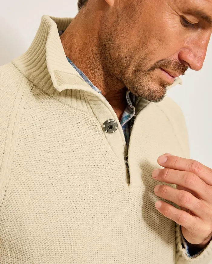 Tommy Bahama Sweaters Shoreline Surfcomber SnapMock Sweater Warm Mist 8211 Men