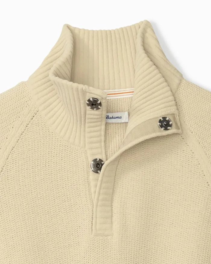 Tommy Bahama Sweaters Shoreline Surfcomber SnapMock Sweater Warm Mist 8211 Men