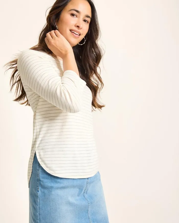 Tommy Bahama Tops and Shirts Ashby Isles Metallic Stripe 34Sleeve TShirt Coconut 8211 Women Tommy Bahama Tops and Shirts Ashby Isles Metallic Stripe 34Sleeve TShirt Coconut 8211 Women