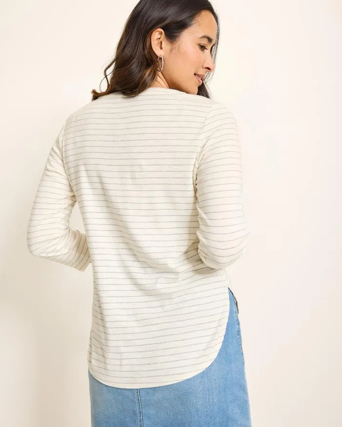 Tommy Bahama Tops and Shirts Ashby Isles Metallic Stripe 34Sleeve TShirt Coconut 8211 Women Tommy Bahama Tops and Shirts Ashby Isles Metallic Stripe 34Sleeve TShirt Coconut 8211 Women