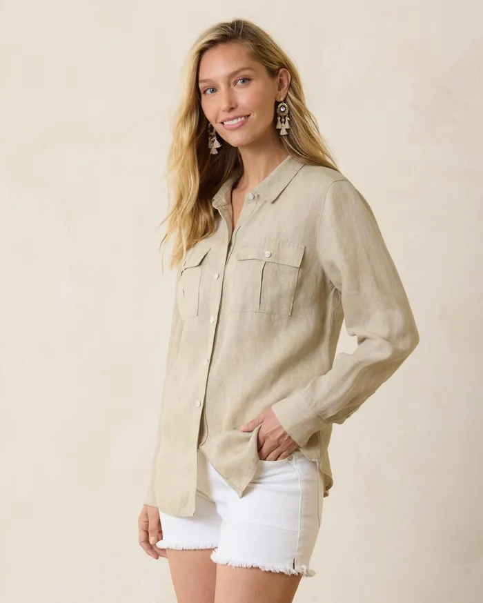 Tommy Bahama Tops and Shirts Coastalina Utility Linen Shirt Natural 8211 Women