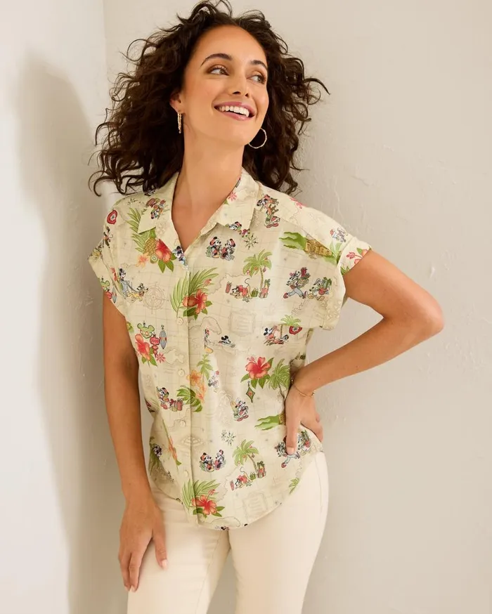 Tommy Bahama Tops and Shirts Disney Huladay Adventures Camp Shirt Bleached Sand 8211 Women